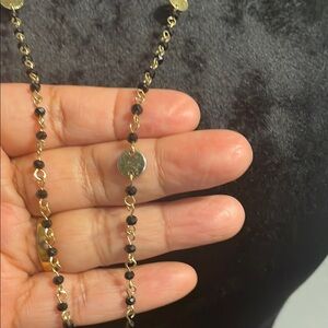 LOFT Elegant Gold and Black Beaded Necklace